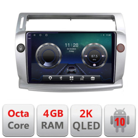 Navigatie dedicata Edotec Citroen C4 C-088 Android Octa Core Ecran 2K QLED GPS 4G 4+32GB 360 KIT-088+EDT-E409-2K