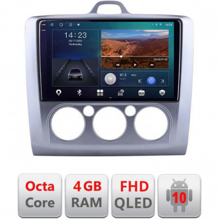 Navigatie dedicata Edotec Ford Focus 2 Manual B-140-manual Android Ecran QLED octa core 4+64 carplay android auto KIT-140-MANUAL+EDT-E309V3