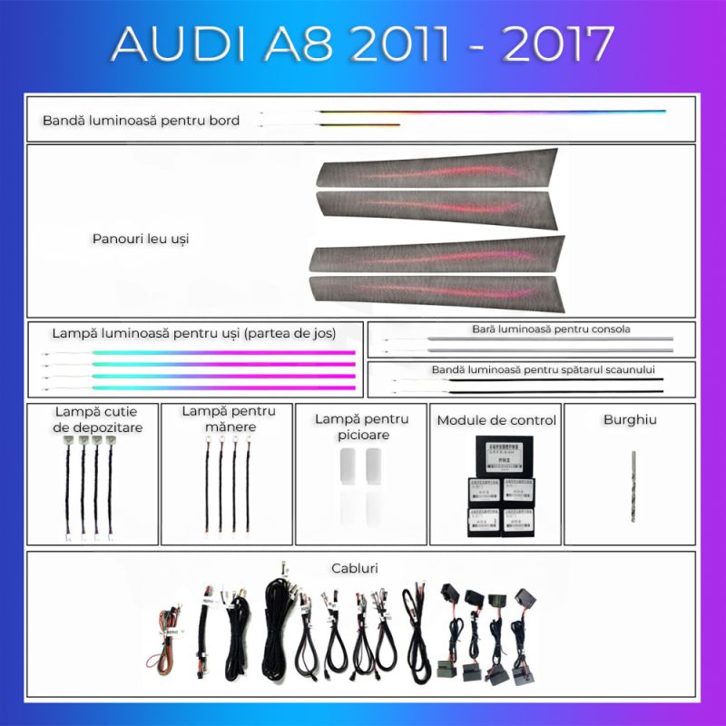 lumini ambientale audi a8 d4 2010 2011 2012 2013 2014 2015 2016 2017