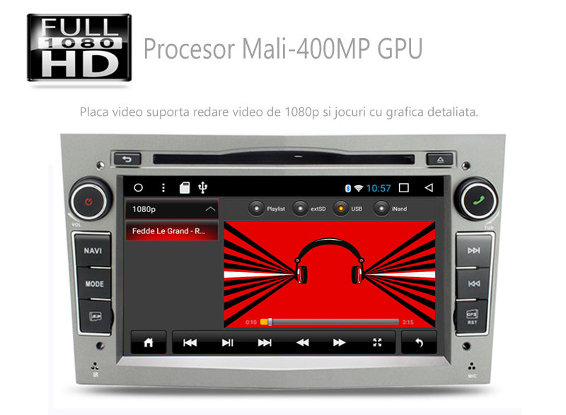 navigatie cu android reda fisiere video full hd cu procesor video mali400