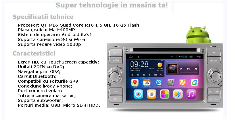 sistem de navigatie cu android internet wifi si 3g