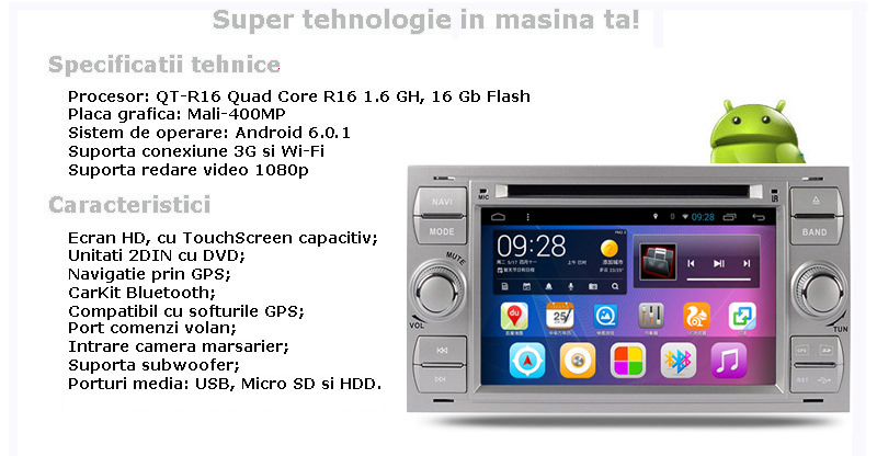 sistem de navigatie cu android internet wifi si 3g