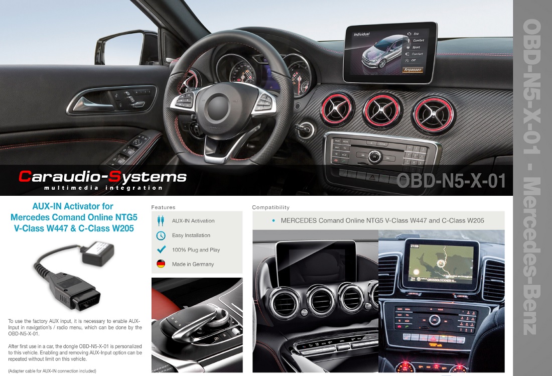 intrare audio aux in mercedes comanda ntg5 clasa c w205 si clasa v w447