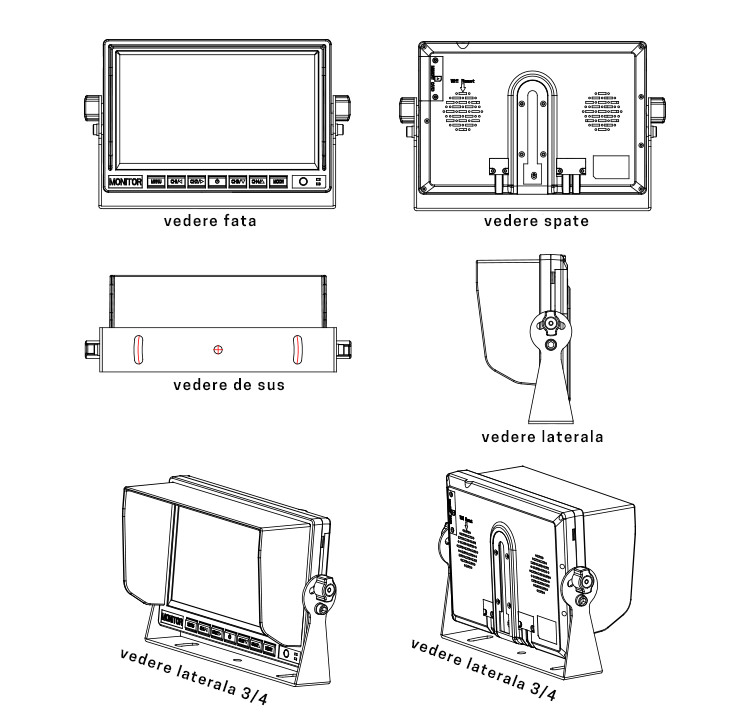 Monitor cu ecran tft 7 inch pentru dube camioane si utilaje