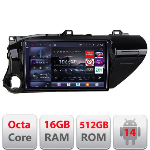 Navigatie Toyota Hilux 2016- Lenovo Kit-TY59 8 core QLED 2K 16+512 360 Android Waze USB Navigatie Internet Youtube Radio