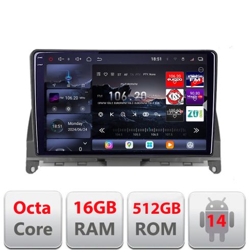 Navigatie Mercedes W204 2008-2012 Lenovo Kit-W204 8 core QLED 2K 16+512 360 Android Waze USB Navigatie Internet Youtube Radio