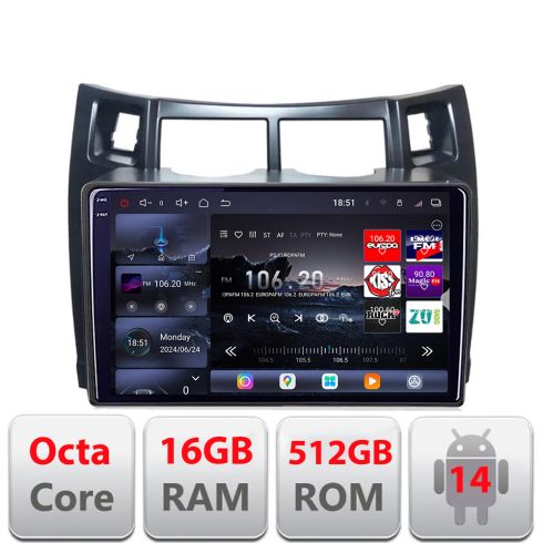 Navigatie Toyota Yaris 2008-2011 Lenovo Kit-YARIS08 8 core QLED 2K 16+512 360 Android Waze USB Navigatie Internet Youtube Radio Lenovo