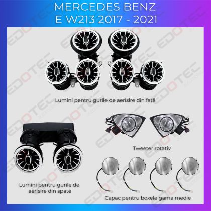 Lumini ambientale Mercedes W213-02+03+04 2017-2021 dedicat ventilatoare iluminate control telefon sau sistem original