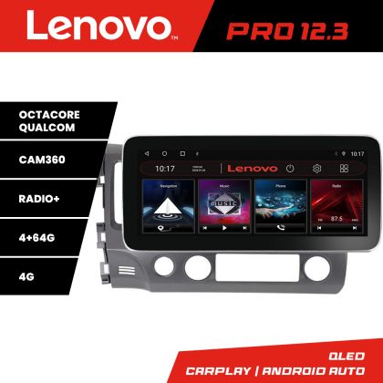 Navigatie Honda Civic 2005-2011 K-044 Lenovo PRO 4+64 12.3 inch qled android 4G DSP gps internet 