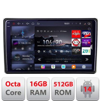 Navigatie Audi A4 B6, A4 B7 2001-2007  Edotec Kit-050 8 core QLED 2K 16+512 360 Android Waze USB Navigatie Internet Youtube Radio