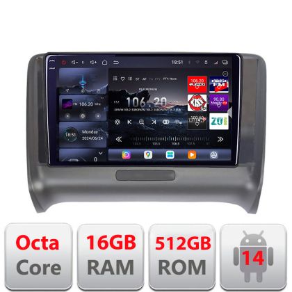 Navigatie Audi TT 2004-2011  Edotec Kit-078 8 core QLED 2K 16+512 360 Android Waze USB Navigatie Internet Youtube Radio