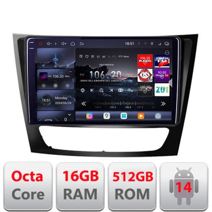 Navigatie Mercedes W211 W219 2002-2010 Edotec Kit-090 8 core QLED 2K 16+512 360 Android Waze USB Navigatie Internet Youtube Radio