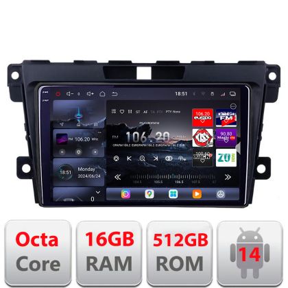 Navigatie Mazda CX-7 2006-2012 Edotec Kit-097 8 core QLED 2K 16+512 360 Android Waze USB Navigatie Internet Youtube Radio