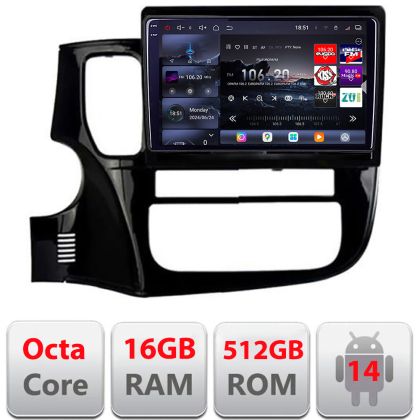 Navigatie Mitsubishi Outlander 2014- Edotec Kit-1230 8 core QLED 2K 16+512 360 Android Waze USB Navigatie Internet Youtube Radio