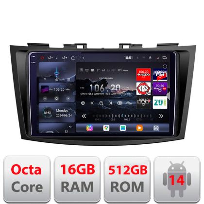 Navigatie Suzuki Swift 2010-2017 Edotec Kit-179 8 core QLED 2K 16+512 360 Android Waze USB Navigatie Internet Youtube Radio