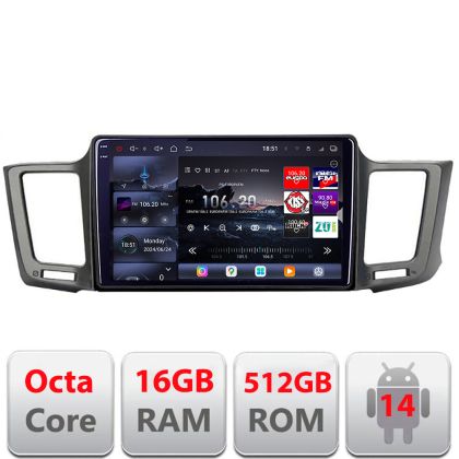 Navigatie Toyota RAV4 2013-2018 Edotec Kit-247 8 core QLED 2K 16+512 360 Android Waze USB Navigatie Internet Youtube Radio