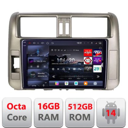 Navigatie Toyota Prado 2010-2013 Edotec Kit-347 8 core QLED 2K 16+512 360 Android Waze USB Navigatie Internet Youtube Radio