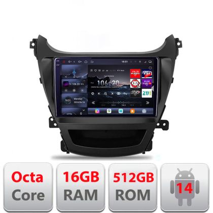 Navigatie Hyundai Elantra 2013-2015 Edotec Kit-359 8 core QLED 2K 16+512 360 Android Waze USB Navigatie Internet Youtube Radio