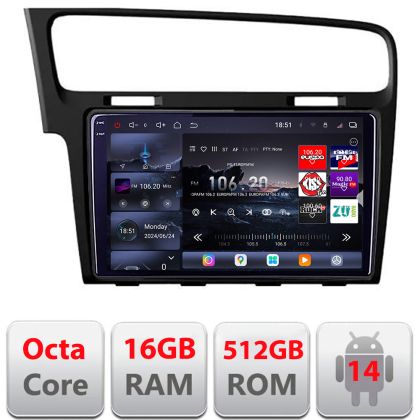 Navigatie VW Golf 7 2013-2020 Lenovo Kit-491 8 core QLED 2K 16+512 360 Android Waze USB Navigatie Internet Youtube Radio