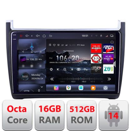 Navigatie VW Polo 2014- Lenovo Kit-655 8 core QLED 2K 16+512 360 Android Waze USB Navigatie Internet Youtube Radio