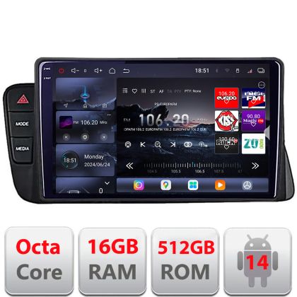 Navigatie Audi A4 2008-2016 NON-MMI Edotec Kit-A4 8 core QLED 2K 16+512 360 Android Waze USB Navigatie Internet Youtube Radio