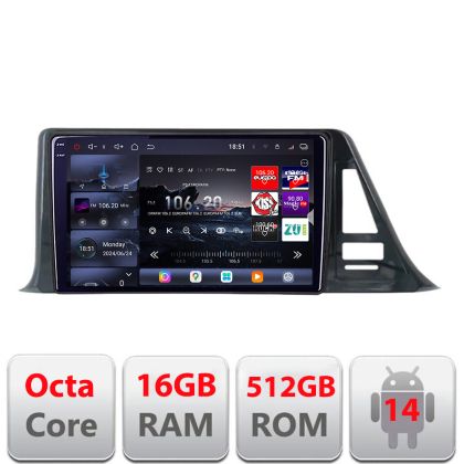 Navigatie Toyota CH-R low Edotec Kit-CH-R-A 8 core QLED 2K 16+512 360 Android Waze USB Navigatie Internet Youtube Radio