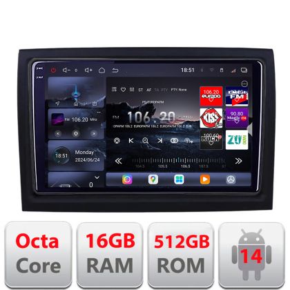 Navigatie Fiat ducato 2006- Edotec Kit-DUCATO 8 core QLED 2K 16+512 360 Android Waze USB Navigatie Internet Youtube Radio