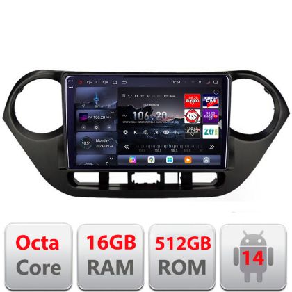 Navigatie Hyundai I10 2013-2019 Edotec Kit-HY38 8 core QLED 2K 16+512 360 Android Waze USB Navigatie Internet Youtube Radio