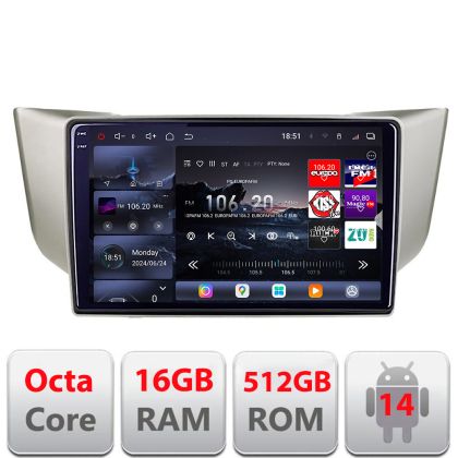 Navigatie Lexus RX 2003-2009 Edotec Kit- rx-03 8 core QLED 2K 16+512 360 Android Waze USB Navigatie Internet Youtube Radio