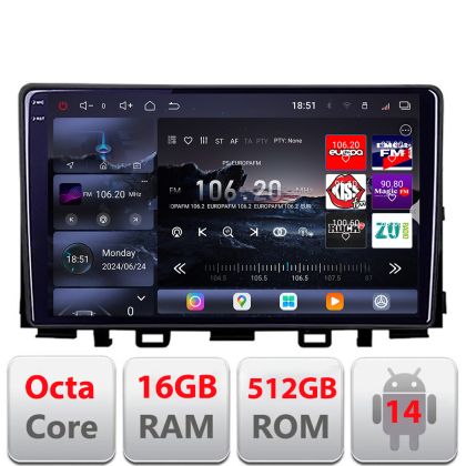 Navigatie Kia Stonic 2016-2020 Android radio gps internet 8 core QLED 2K 16+512 360 Edotec