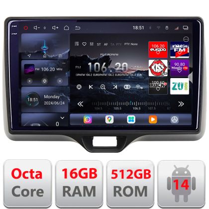 Navigatie Toyota Yaris 2020- Android radio gps internet 8 core QLED 2K 16+512 360 Lenovo