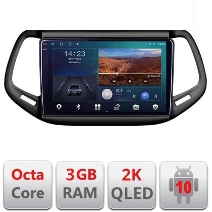 Navigatie Jeep Compass 2017 B-739 Android Ecran 2K QLED octa core 3+32 carplay android auto KIT-732+EDT-E310V3-2K