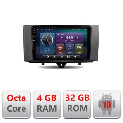 Navigatie Smart For Two 2010-2015 C-Smart10 Octa Core cu Android Radio Bluetooth Internet GPS WIFI 4+32GB