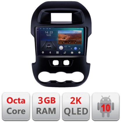 Navigatie Ford Ranger 2011-2015 Android Ecran 2K QLED octa core 3+32 carplay android auto KIT-245+EDT-E309V3-2K