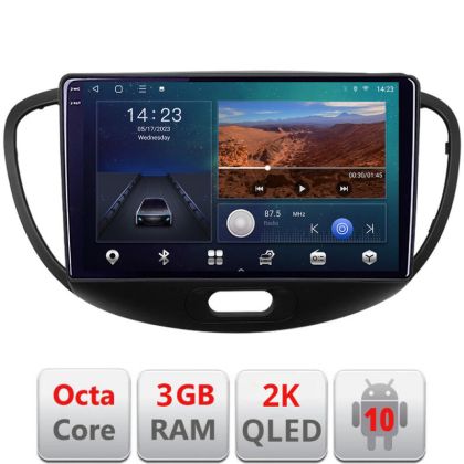 Navigatie HHyundai I10 2007-2013 Android ecran Qled 2K Octa Core 3+32 carplay android auto KIT-i10-2007+EDT-E309v3v3-2K