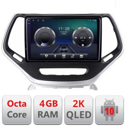 Navigatie Jeep Cherokee 2014-2019 Manual C-248 Android Octa Core Ecran 2K QLED GPS 4G 4+32GB 360 KIT-248+EDT-E410-2K