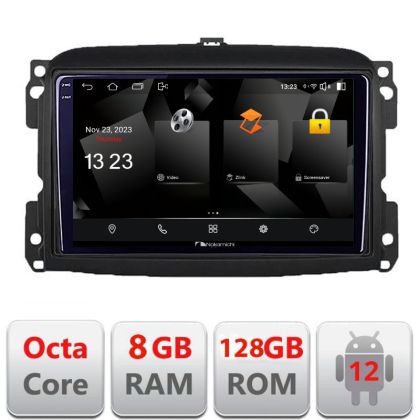 Navigatie Fiat 500 2015-2021 5960Pro-500new Android Octa Core Qualcomm 2K Qled 8+128 DTS DSP 360 4G Optical