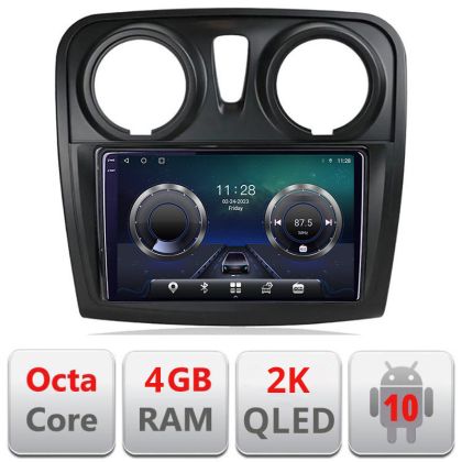 Navigatie Dacia Sandero Logan2012-2020 C-sandero Android Octa Core Ecran 2K QLED GPS 4G 4+32GB 360 kit-sandero+EDT-E409-2K