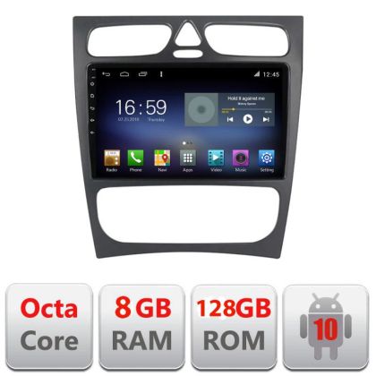 Navigatie Mercedes C W203 2000-2004 F-clk Octa Core cu Android Radio Bluetooth Internet GPS WIFI DSP 8+128GB 4G