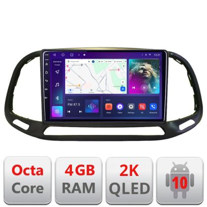 Navigatie Fiat Doblo 2015-2018 C-DOBLO15 Android Octa Core Ecran 2K QLED GPS 4G 4+32GB 360 KIT-DOBLO15+EDT-E409-2K