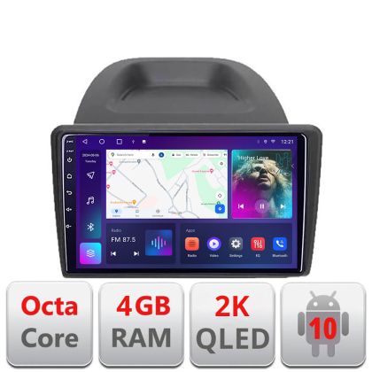 Navigatie Ford Fiesta C-256 Android Octa Core Ecran 2K QLED GPS 4G 4+32GB 360 KIT-256+EDT-E409-2K