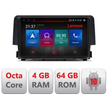 Navigatie Honda Civic 2016-2020 E-669 Octa Core cu Android Radio Bluetooth Internet GPS WIFI DSP 4+64GB 4G