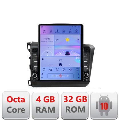 Navigatie Honda Civic Sedan G-132 ecran tip TESLA 9.7" cu Android Radio Bluetooth Internet GPS WIFI 4+32GB DSP 4G Octa