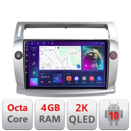 Navigatie Citroen C4 C-088 Android Octa Core Ecran 2K QLED GPS 4G 4+32GB 360 KIT-088+EDT-E409-2K