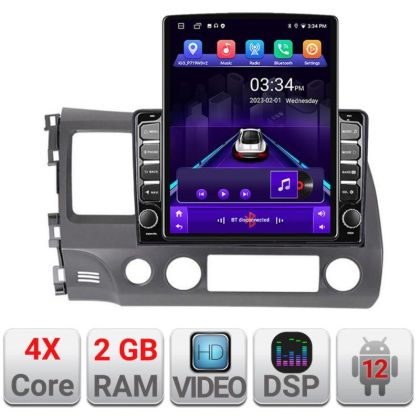 Navigatie Honda Civic 2005-2011 K-044 ecran tip TESLA 9.7" cu Android Radio Bluetooth Internet GPS WIFI 2+32 DSP Quad