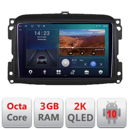 Navigatie Fiat 500 2015-2021 B-500new  Android Ecran 2K QLED octa core 3+32 carplay android auto KIT-500new+EDT-E310V3-2K