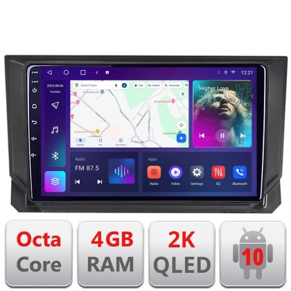 Navigatie Seat Ibiza 2017- C-IBZ Android Octa Core Ecran 2K QLED GPS 4G 4+32GB 360 KIT-IBZ+EDT-E409-2K