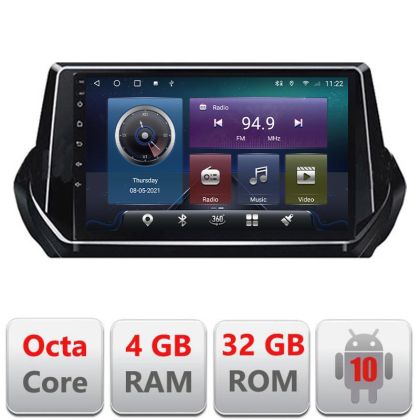 Navigatie Peugeot 2008 2020- Android radio gps internet Octa core 4+32 Kit-209-2020+EDT-E409