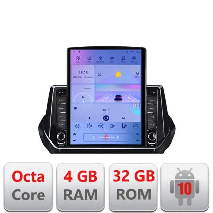 Navigatie Peugeot 2008 2020- Android radio gps internet Octa Core 4+64 LTE Kit-209-2020+EDT-E709