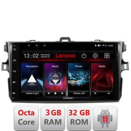 Navigatie Toyota Corolla 2007-2013 D-063 Octa Core cu Android Radio Bluetooth Internet GPS WIFI DSP 3+32 GB 4G LENOVO LITE